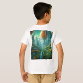 エイリアン自然&未来都市シュールレアルSFアート Tシャツ (裏面フル)