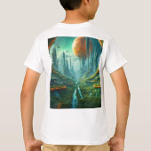 エイリアン自然&未来都市シュールレアルSFアート Tシャツ (裏面)