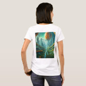 エイリアン自然&未来都市シュールレアルSFアート Tシャツ (裏面フル)