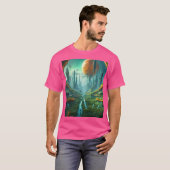 エイリアン自然&未来都市シュールレアルSFアート Tシャツ (正面フル)