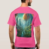 エイリアン自然&未来都市シュールレアルSFアート Tシャツ (裏面)