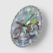 エイリアン自転車 ラウンド壁時計 (傾斜)
