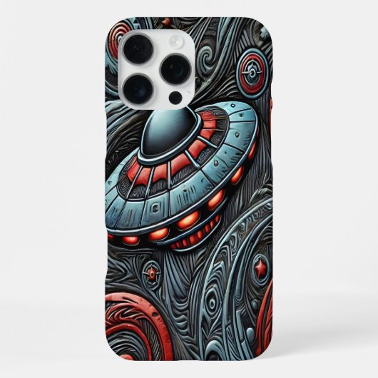 エイリアン船が宇宙の奥底を探検 iPhoneケース (裏面)