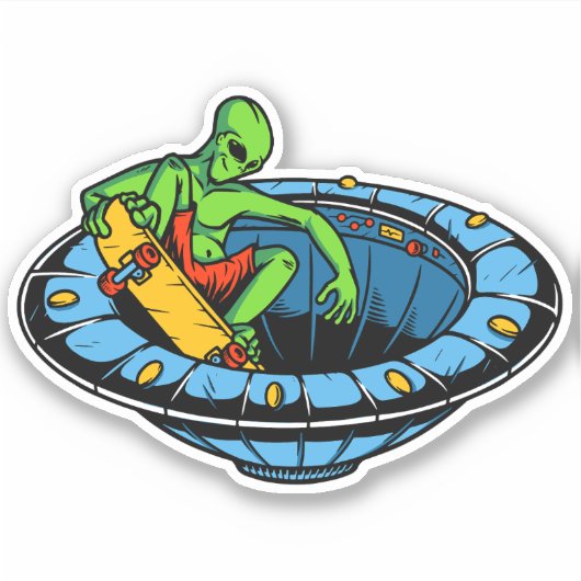 エイリアン船スケートボード4"キスカットビニールシール シール (正面)