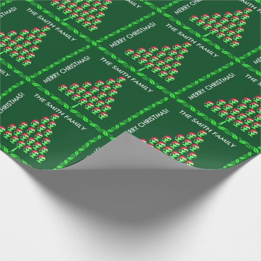 エイリアン製のサンタハットのクリスマスツリーのLGM ラッピングペーパー (角)