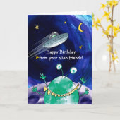 エイリアン誕生日カード カード (黄色い花)