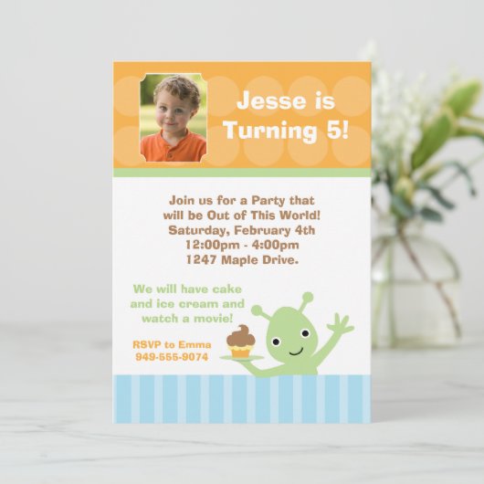 エイリアン誕生日パーティーの招待 招待状 (スタンド正面)