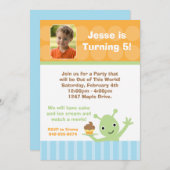 エイリアン誕生日パーティーの招待 招待状 (正面/裏面)