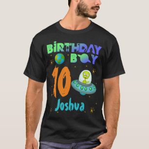 エイリアン誕生日ボーイパーティーテーマ宇宙船 Tシャツ