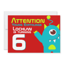 エイリアン誕生日ボーイ6thアクアオレンジ招待