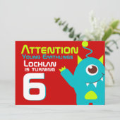 エイリアン誕生日ボーイ6thアクアオレンジ招待 招待状 (スタンド正面)