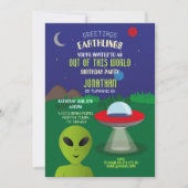 エイリアン誕生日宇宙船エイリアン侵入宇宙おもしろい 招待状 (正面)