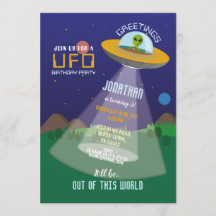 エイリアン誕生日宇宙船エイリアン侵入宇宙UFO 招待状