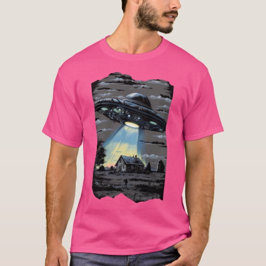 エイリアン誘引Ufoソーサ飛んでいるー Tシャツ (正面)