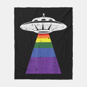 エイリアン誘拐ゲイプライドLGBT-QゲイリアンUFO フリースブランケット