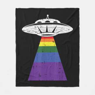 エイリアン誘拐ゲイプライドLGBT-QゲイリアンUFO フリースブランケット