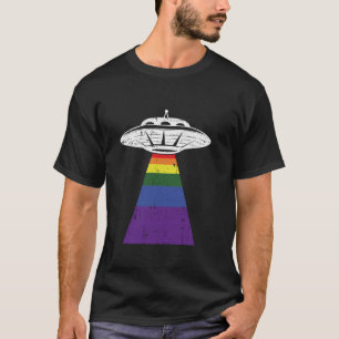 エイリアン誘拐ゲイプライドLGBT-QゲイリアンUFO 誇りを持った Tシャツ
