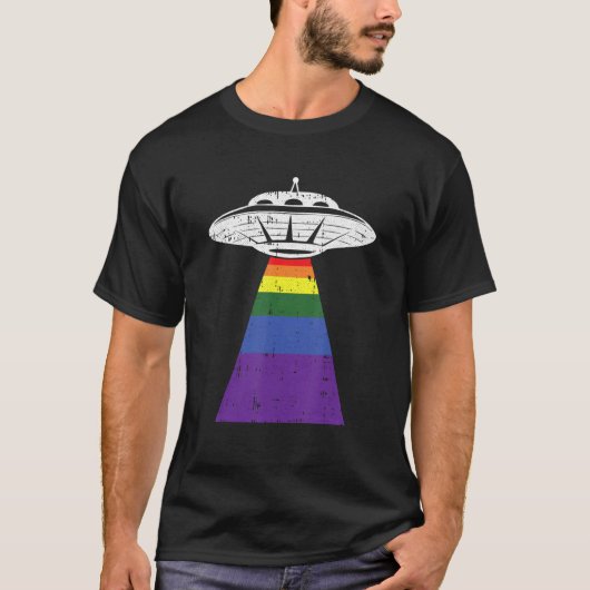エイリアン誘拐ゲイプライドLGBT QゲイリエンUfo 誇りを持った Tシャツ (正面)