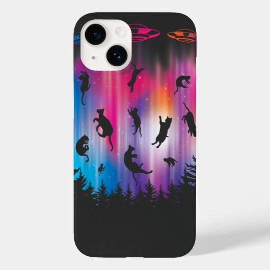 エイリアン誘拐猫飛んでいるソーサーおもしろいUFO Case-Mate iPhoneケース (裏面)