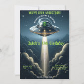 エイリアン誘拐UFO青い雲の誕生日パーティー 招待状 (正面)