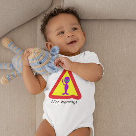 エイリアン警告の紫のエイリアン注意標識 ベビーボディスーツ