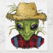 エイリアン農家UFOエイリアン宇宙愛好家 ワインラベル (シングルラベル)