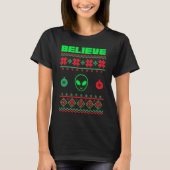 エイリアン醜いクリスマスセー信じターサンタクリスマスUF Tシャツ (正面)