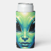 エイリアン顔と眼球反射 スリム缶クーラー (Seltzer正面)