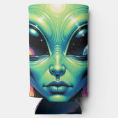エイリアン顔と眼球反射 スリム缶クーラー (裏面)