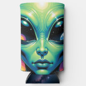 エイリアン顔と眼球反射 スリム缶クーラー (正面)