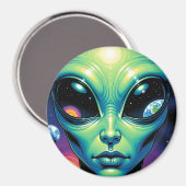 エイリアン顔と眼球反射 マグネット (正面/裏面)