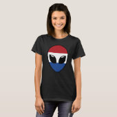 エイリアン顔オランダオランダオランダ国旗 Tシャツ (正面フル)