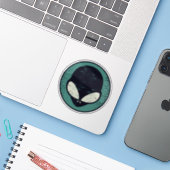 エイリアン顔グリーンエイリアン火星ヘッド シール (ノートパソコンとiPhone)