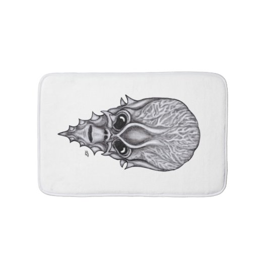 エイリアン顔、アフリカスカル顔面再建 バスマット (正面)