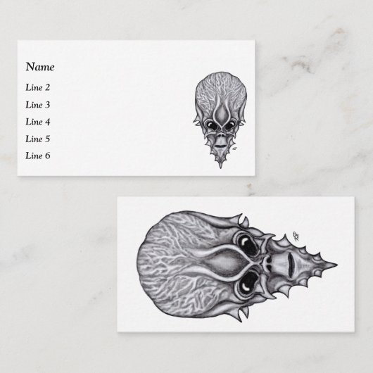 エイリアン顔、アフリカスカル顔面再建 名刺 (正面/裏面)