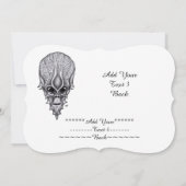 エイリアン顔、テキストの追加 招待状 (裏面)