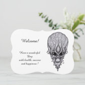 エイリアン顔、テキストの追加 招待状 (スタンド正面)