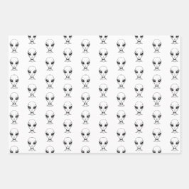 エイリアン顔 ラッピングペーパーシート