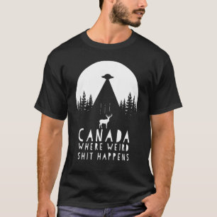 エイリアン風変わりカナダエルク拉致バイソーサー飛んでいるー Tシャツ