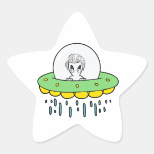 エイリアン風変わりUFO 星シール