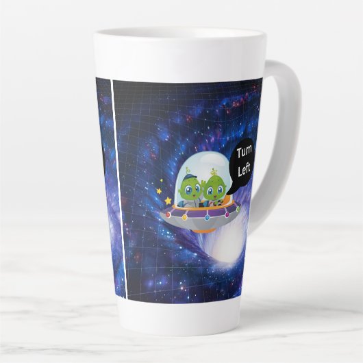 エイリアン飛んでいる宇宙船ufoディスクブラックワーム孔 カフェラテマグ (右アングル)