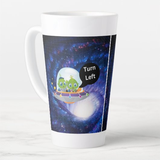 エイリアン飛んでいる宇宙船ufoディスクブラックワーム孔 カフェラテマグ (左アングル)