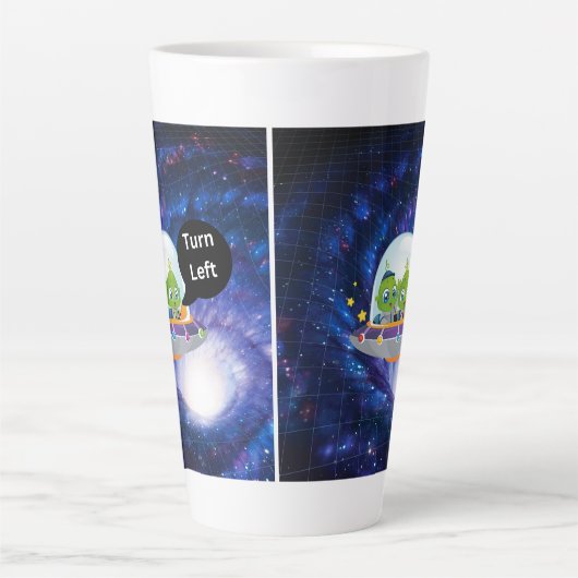 エイリアン飛んでいる宇宙船ufoディスクブラックワーム孔 カフェラテマグ (正面)