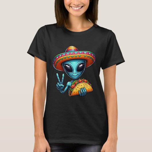 エイリアン食べズタコチンコデマヨソンブレロメキシコF Tシャツ (正面)