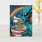 エイリアン食べズヌードルすべての行事 カード (黄色い花)