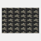 エイリアン魚手描きイラストレーション模様 ラッピングペーパーシート (正面3)