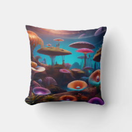 エイリアン鮮やかコスモスの生物発光キノコ クッション