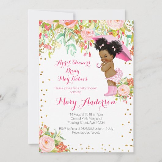 エイリアン・アメリカン・ベイビー・シャワーの4月シャワー 招待状 (正面)