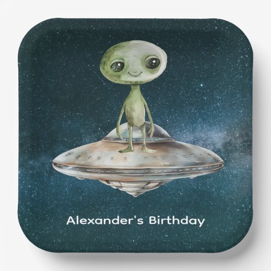 エイリアン+インベージョン+宇宙の誕生日 ペーパープレート (正面)