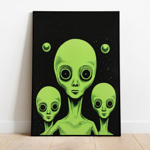 エイリアン ウォールアート レトロウォールアート エイリアンアートプリント UFO